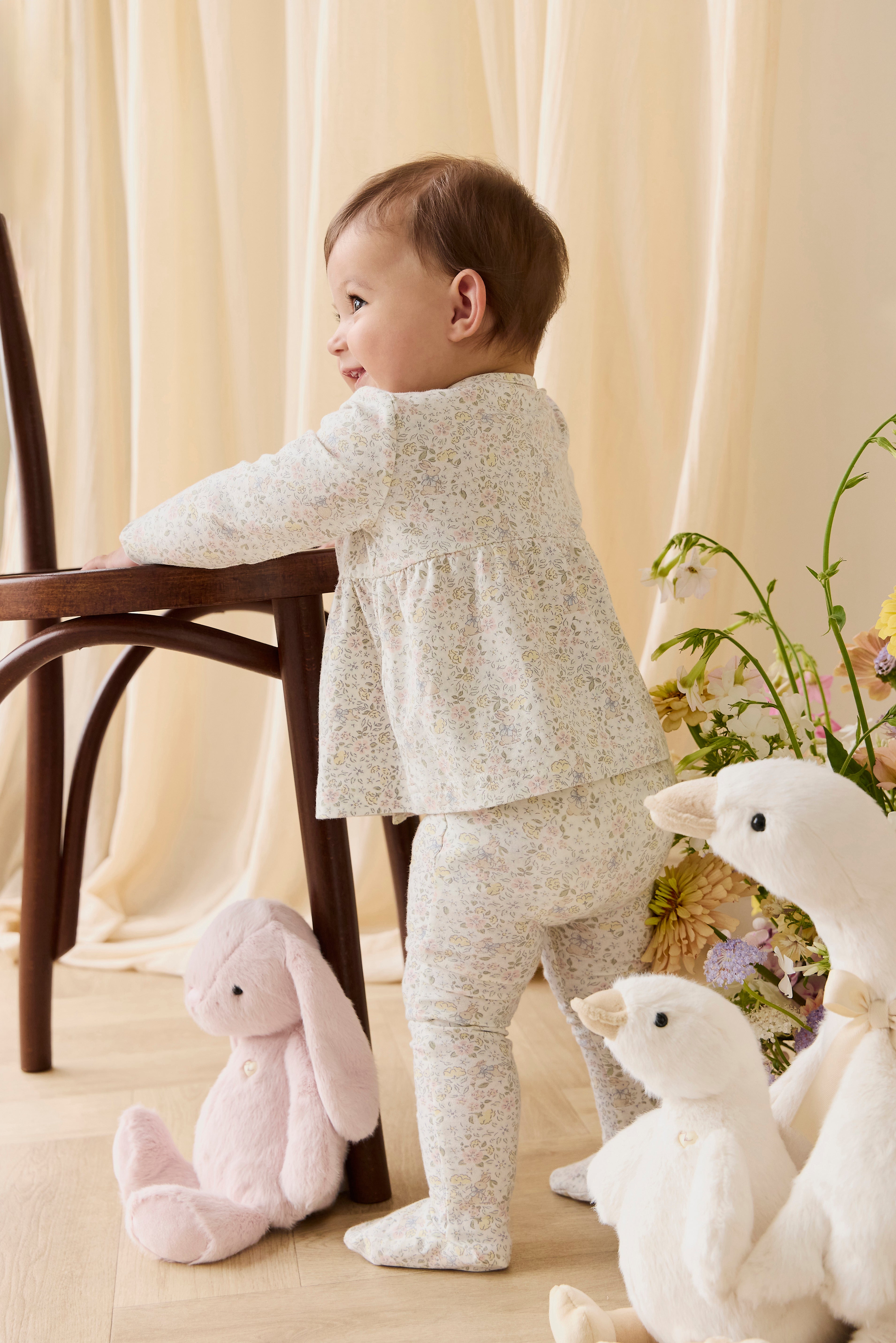 Organic Cotton Footed Pant-Cottage Garden