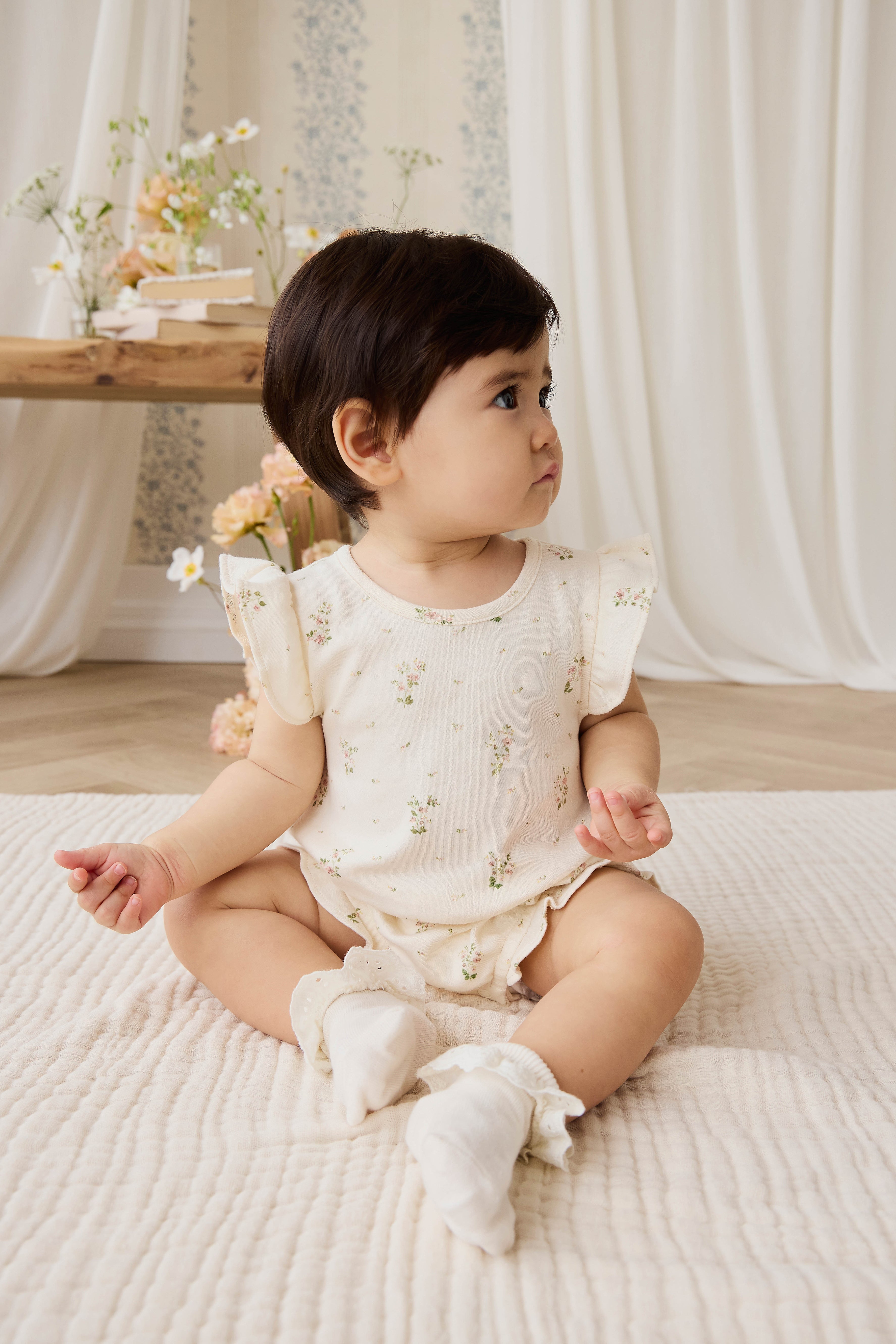 Organic Cotton Adrienne Playsuit - Josepha Egret Small