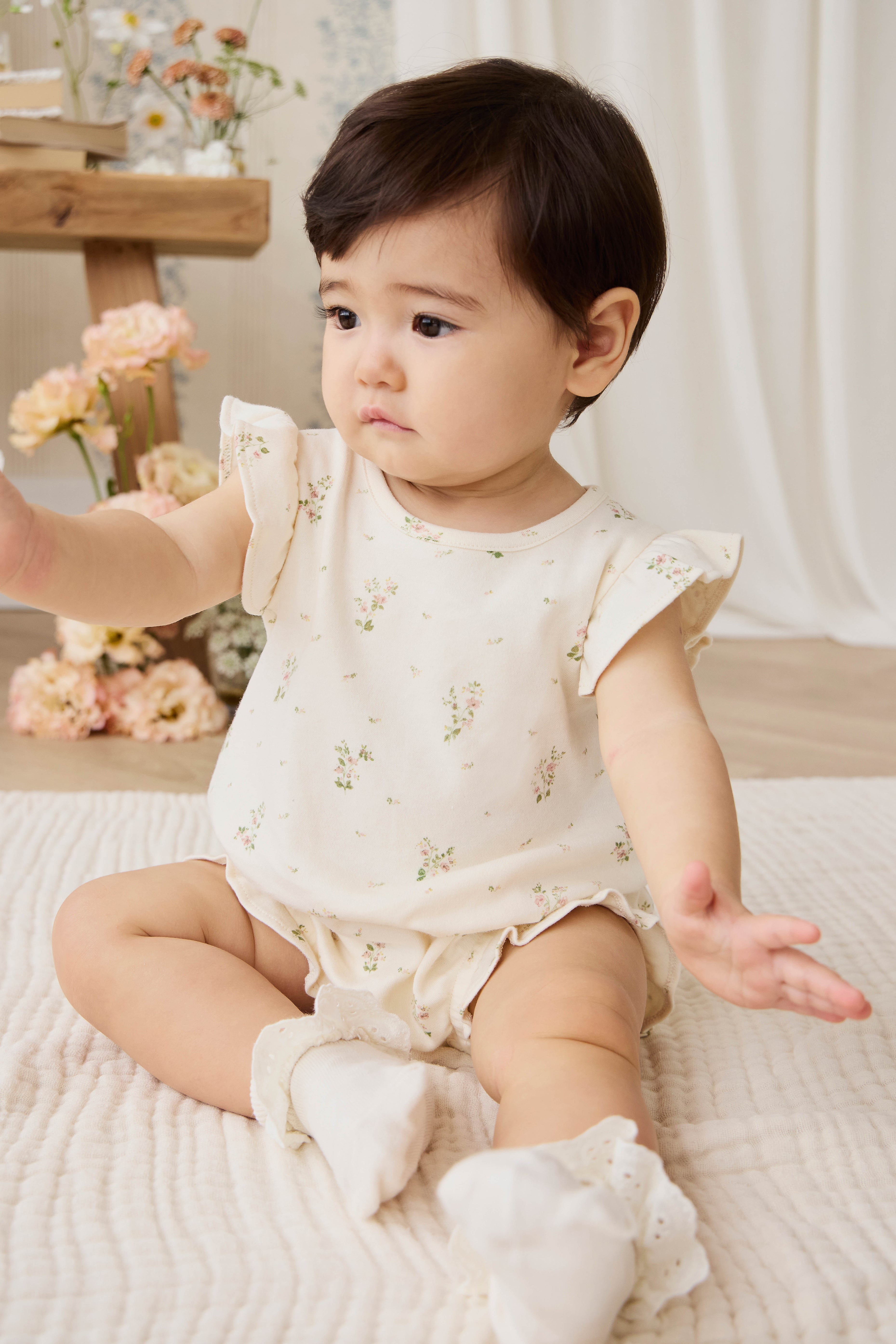 Organic Cotton Adrienne Playsuit - Josepha Egret Small