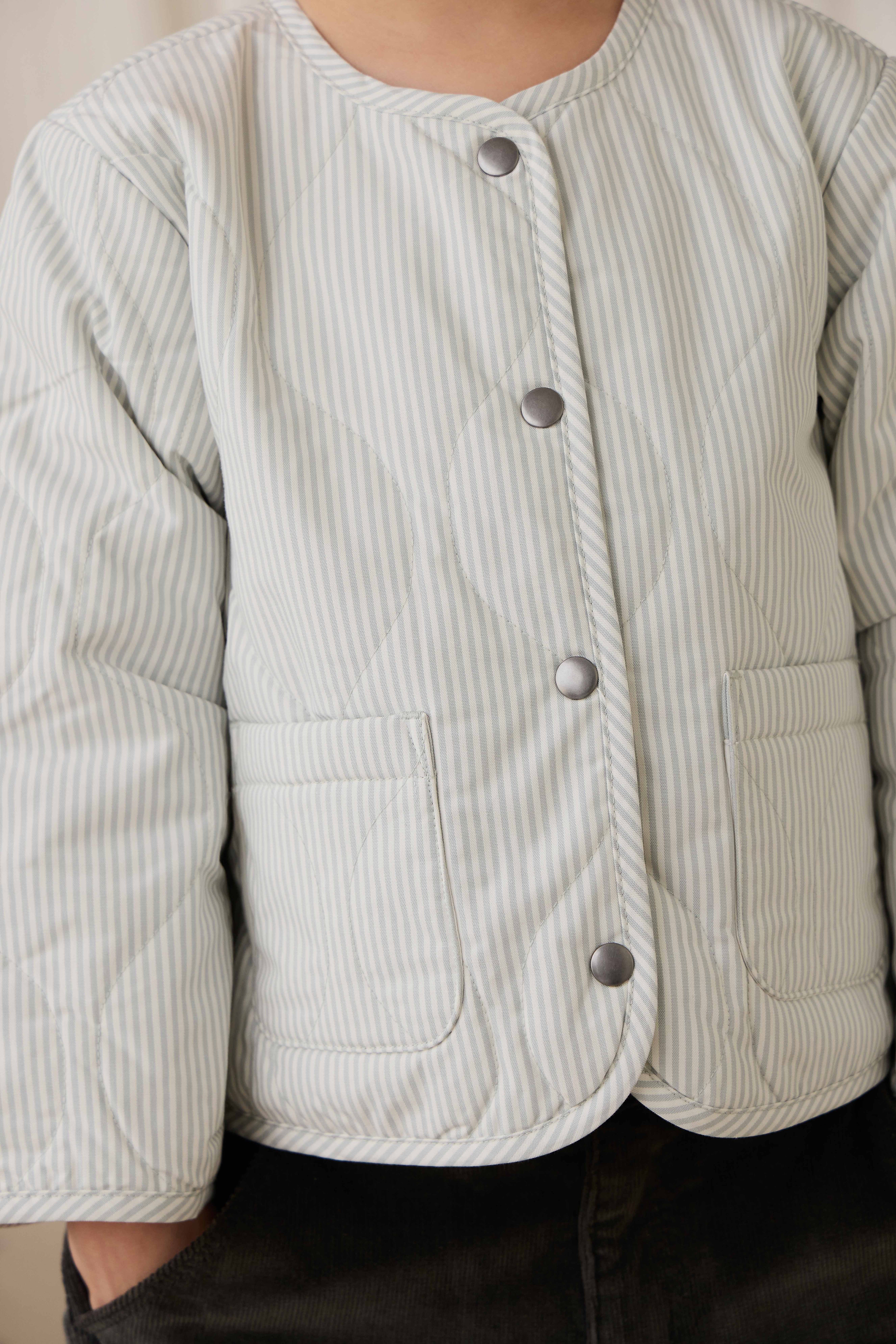Elio Jacket - Fine Stripe Cloud/Bluegum