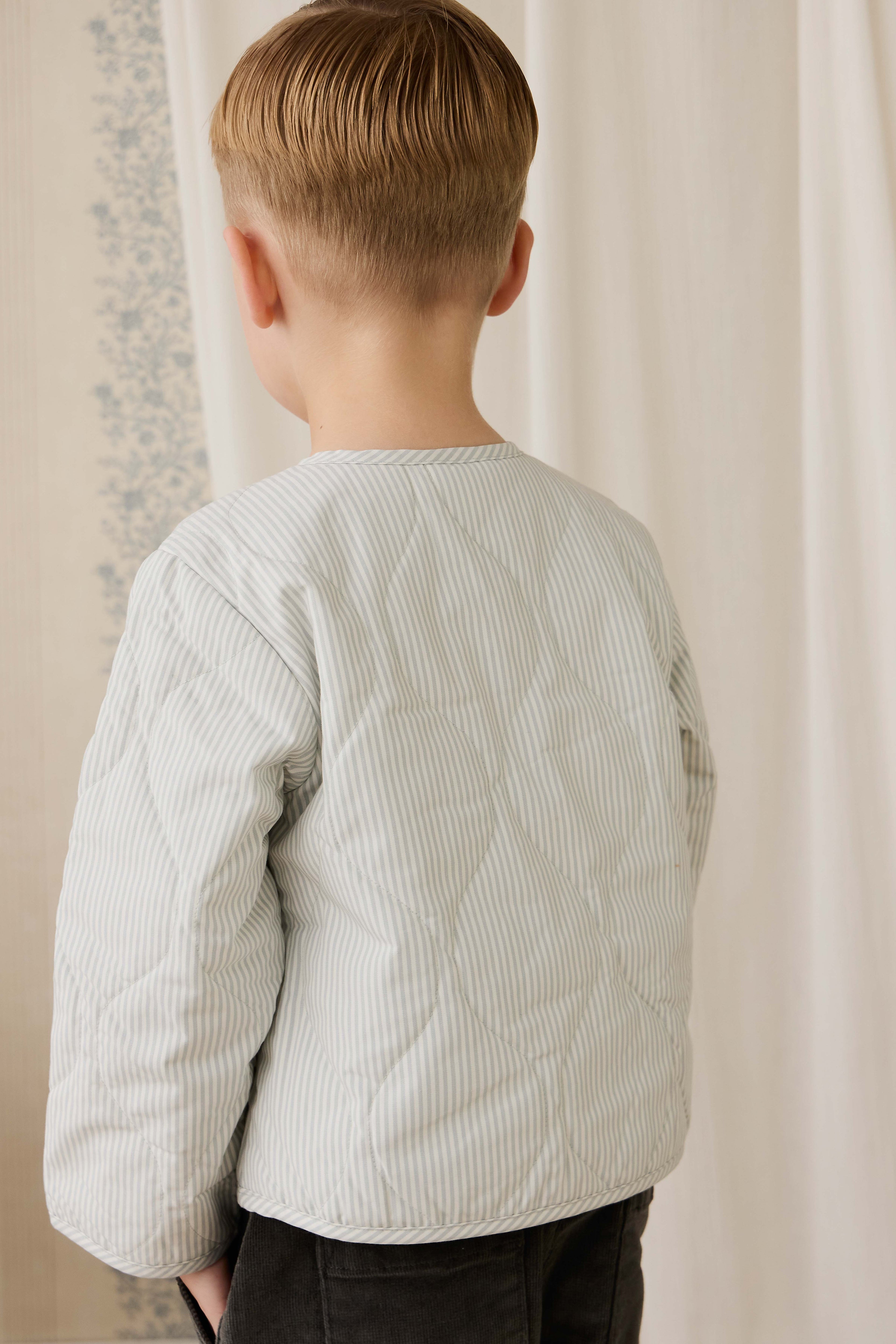 Elio Jacket - Fine Stripe Cloud/Bluegum