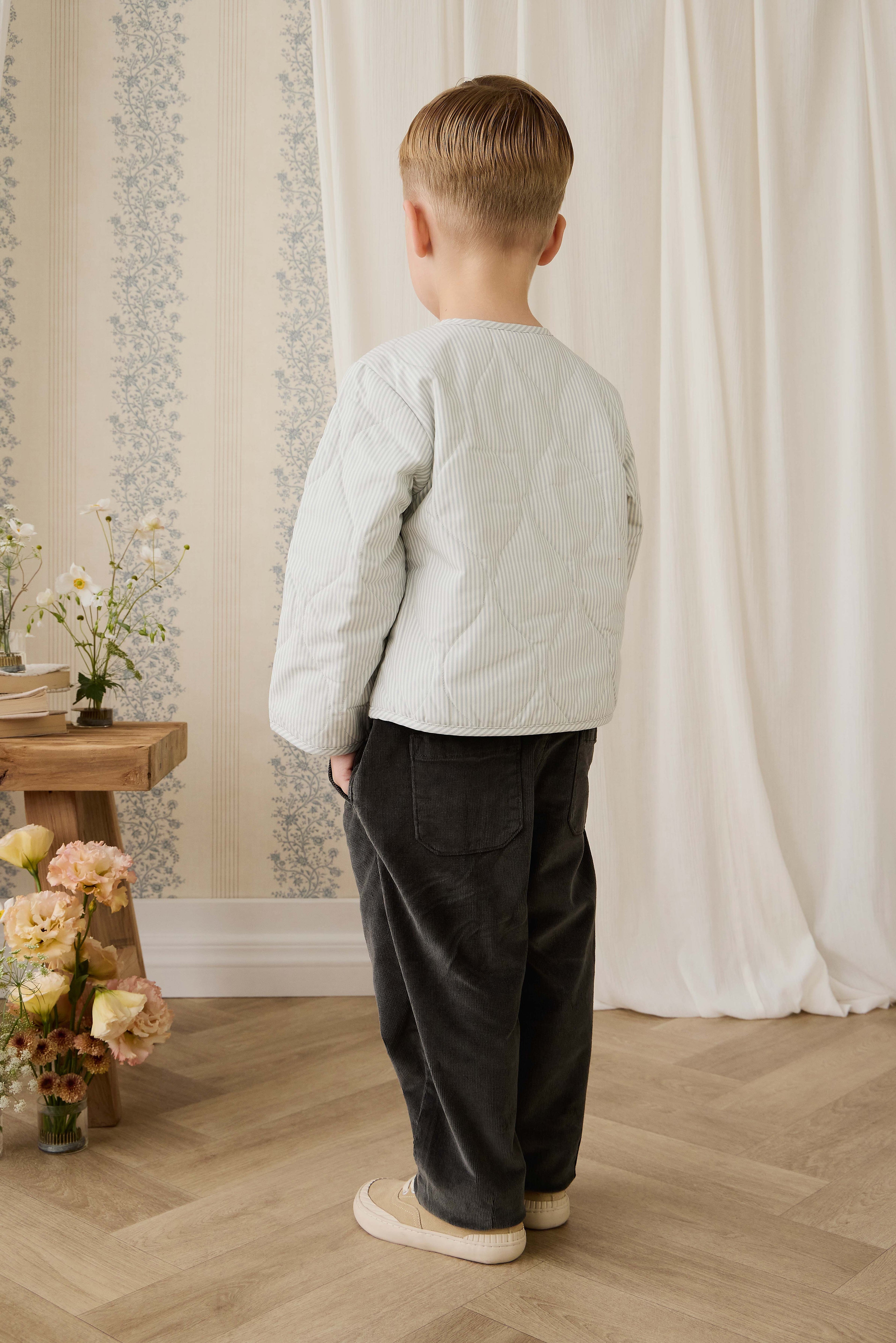 Elio Jacket - Fine Stripe Cloud/Bluegum