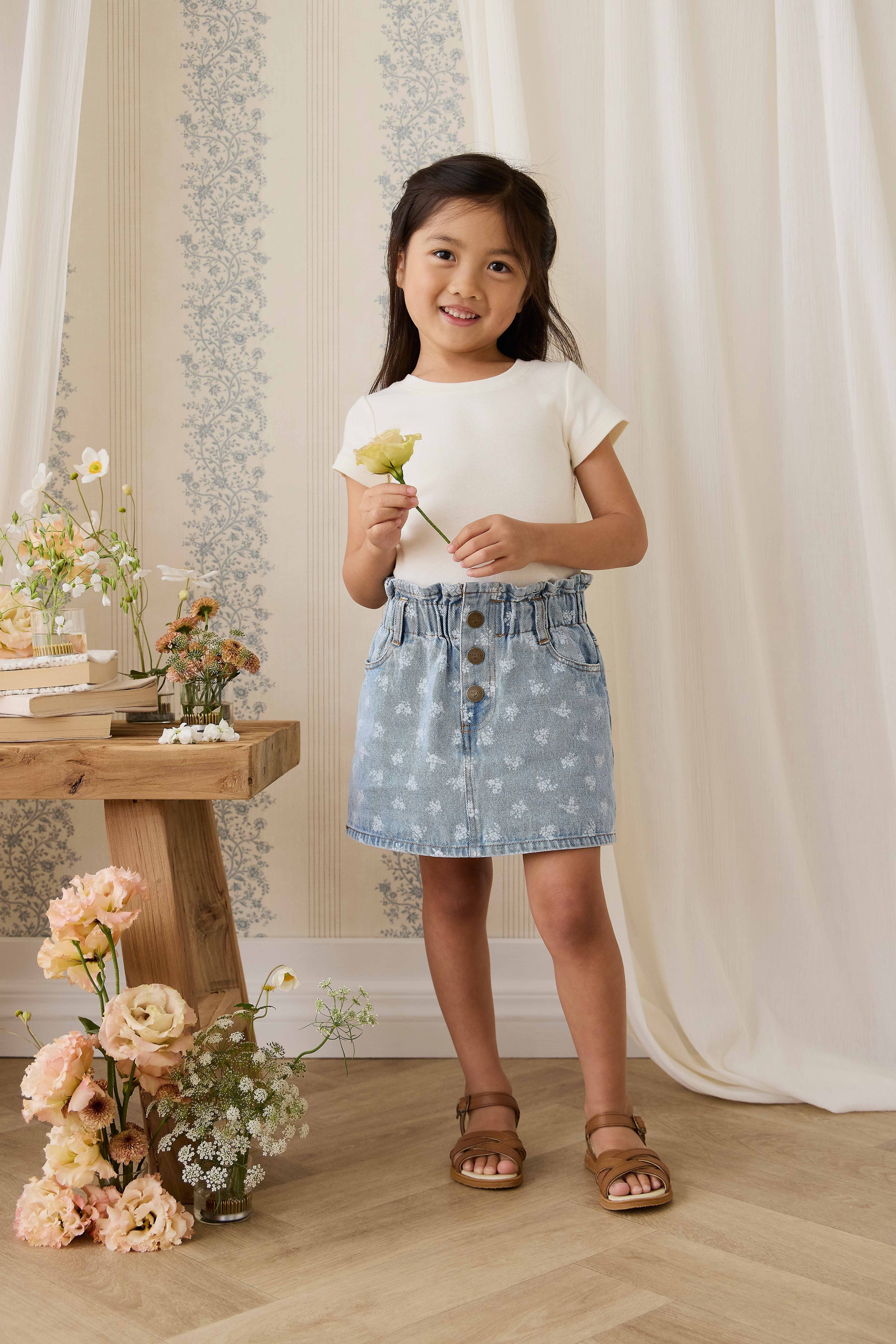 Brielle Skirt - Tully Floral Denim