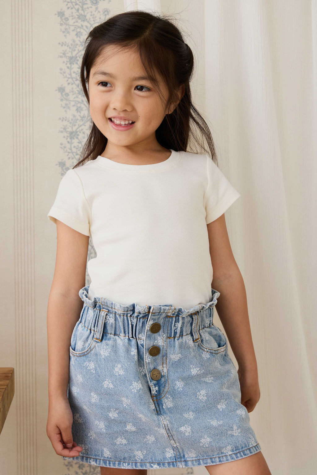 Brielle Skirt - Tully Floral Denim