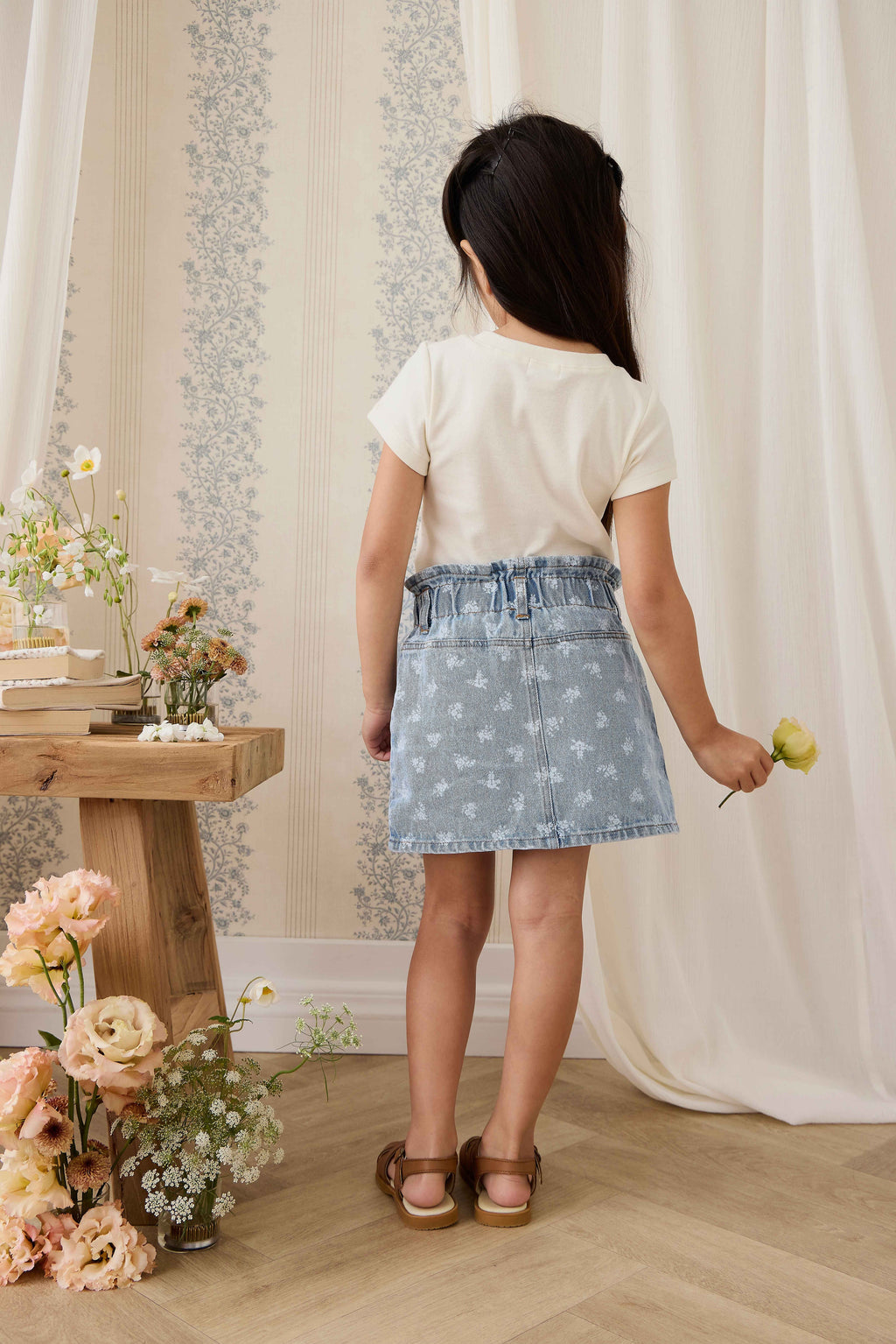 Brielle Skirt - Tully Floral Denim