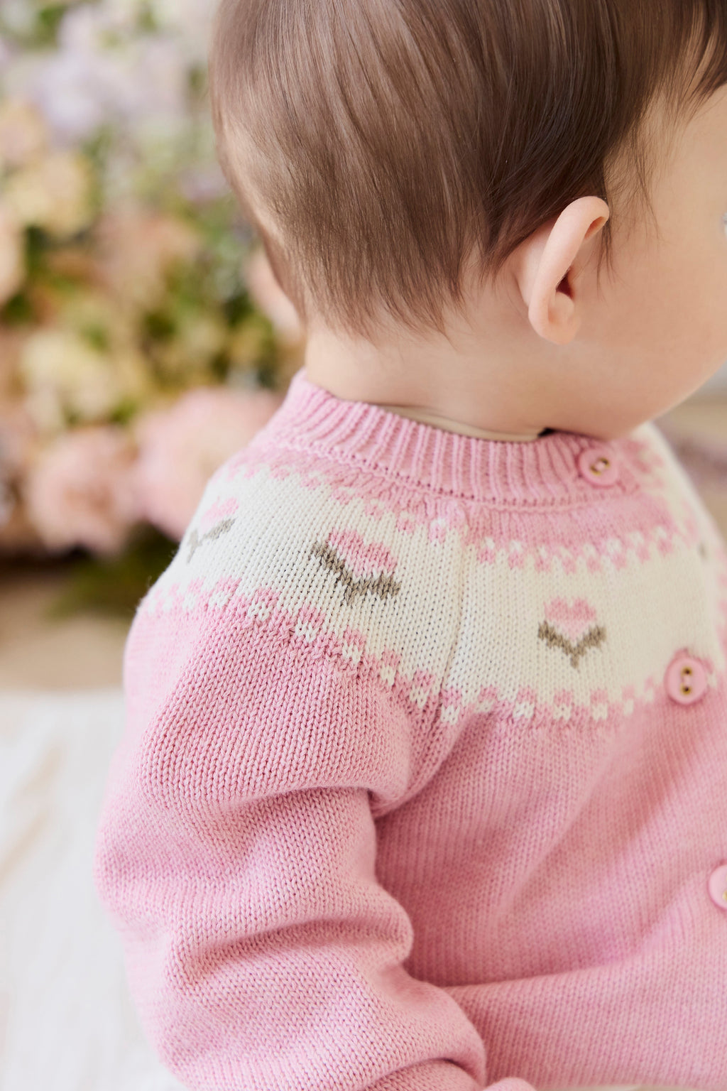Annette Cardigan - Annette Jacquard - Pink Flutter Marle