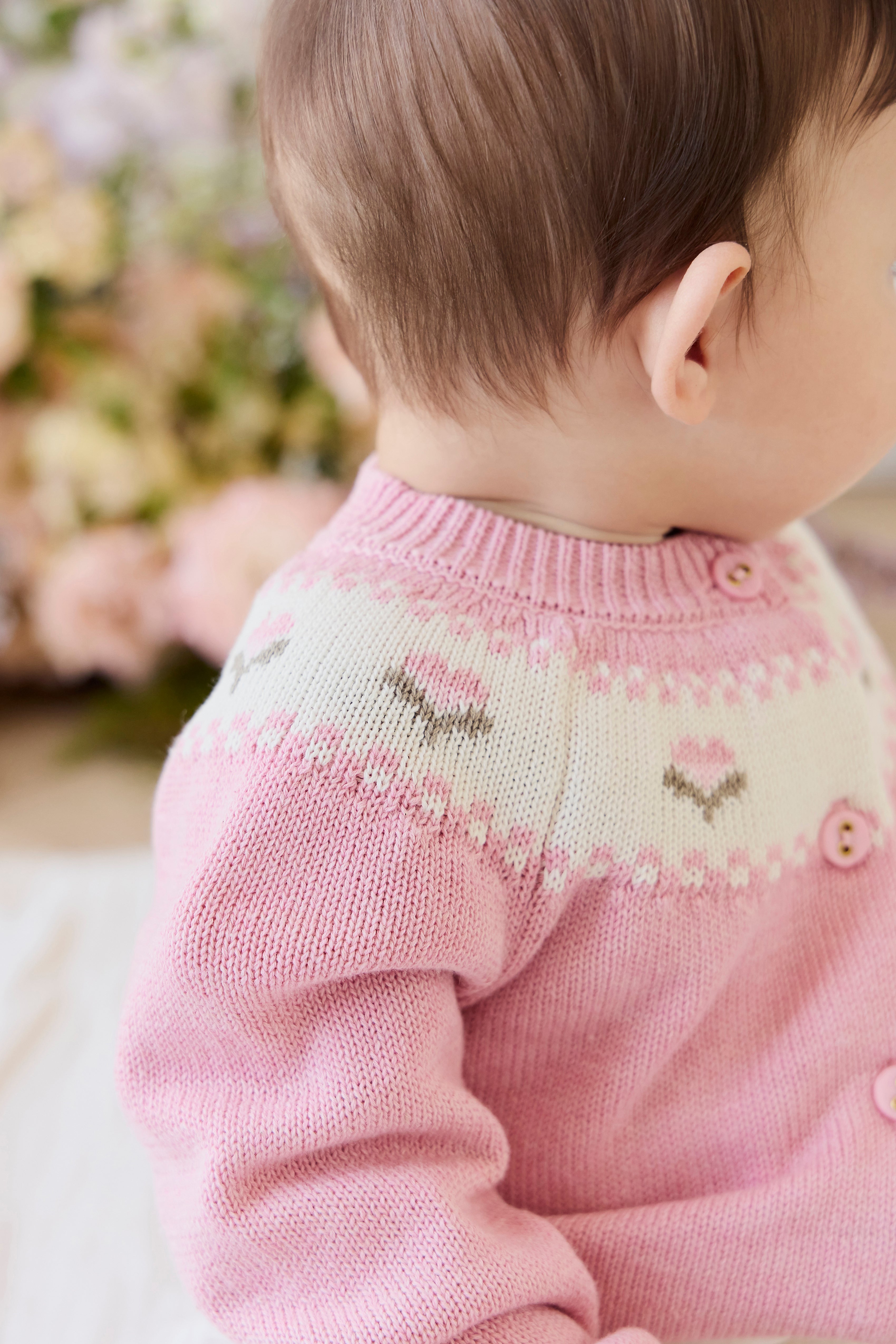 Annette Cardigan - Annette Jacquard - Pink Flutter Marle