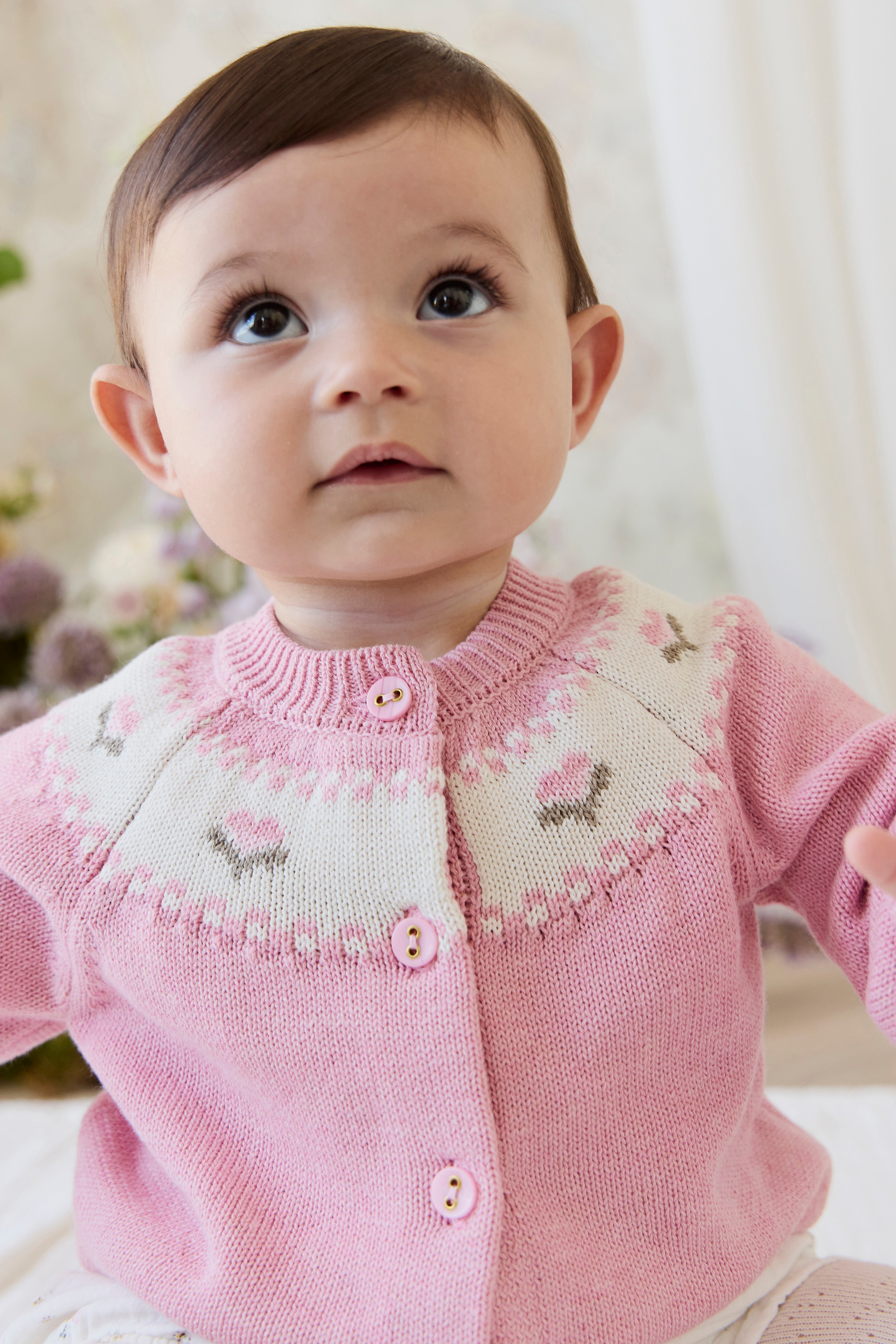 Annette Cardigan - Annette Jacquard - Pink Flutter Marle