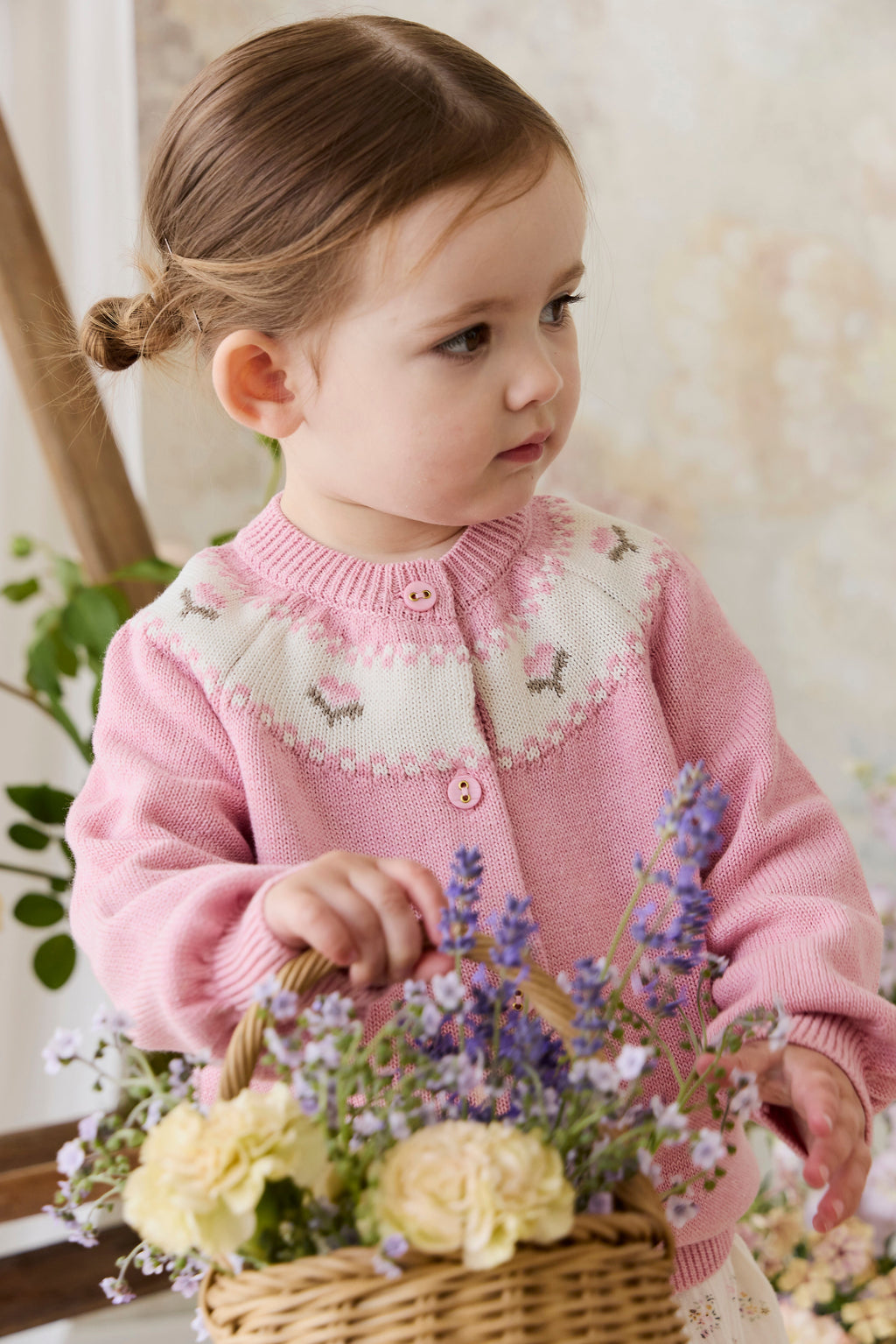 Annette Cardigan - Annette Jacquard - Pink Flutter Marle