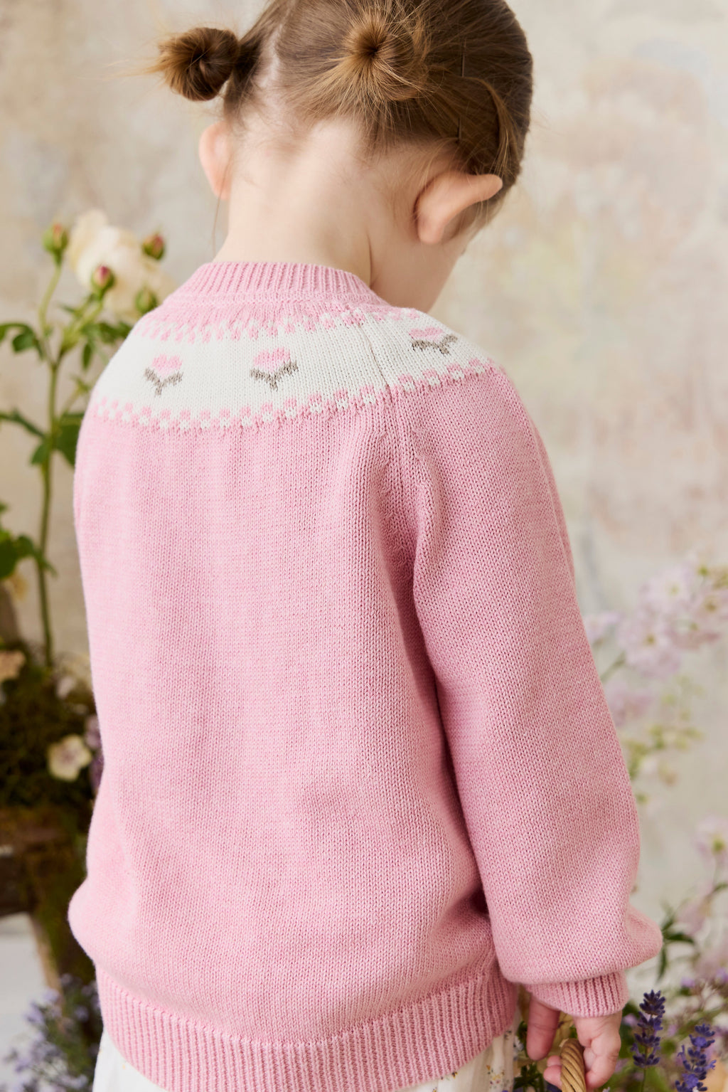 Annette Cardigan - Annette Jacquard - Pink Flutter Marle