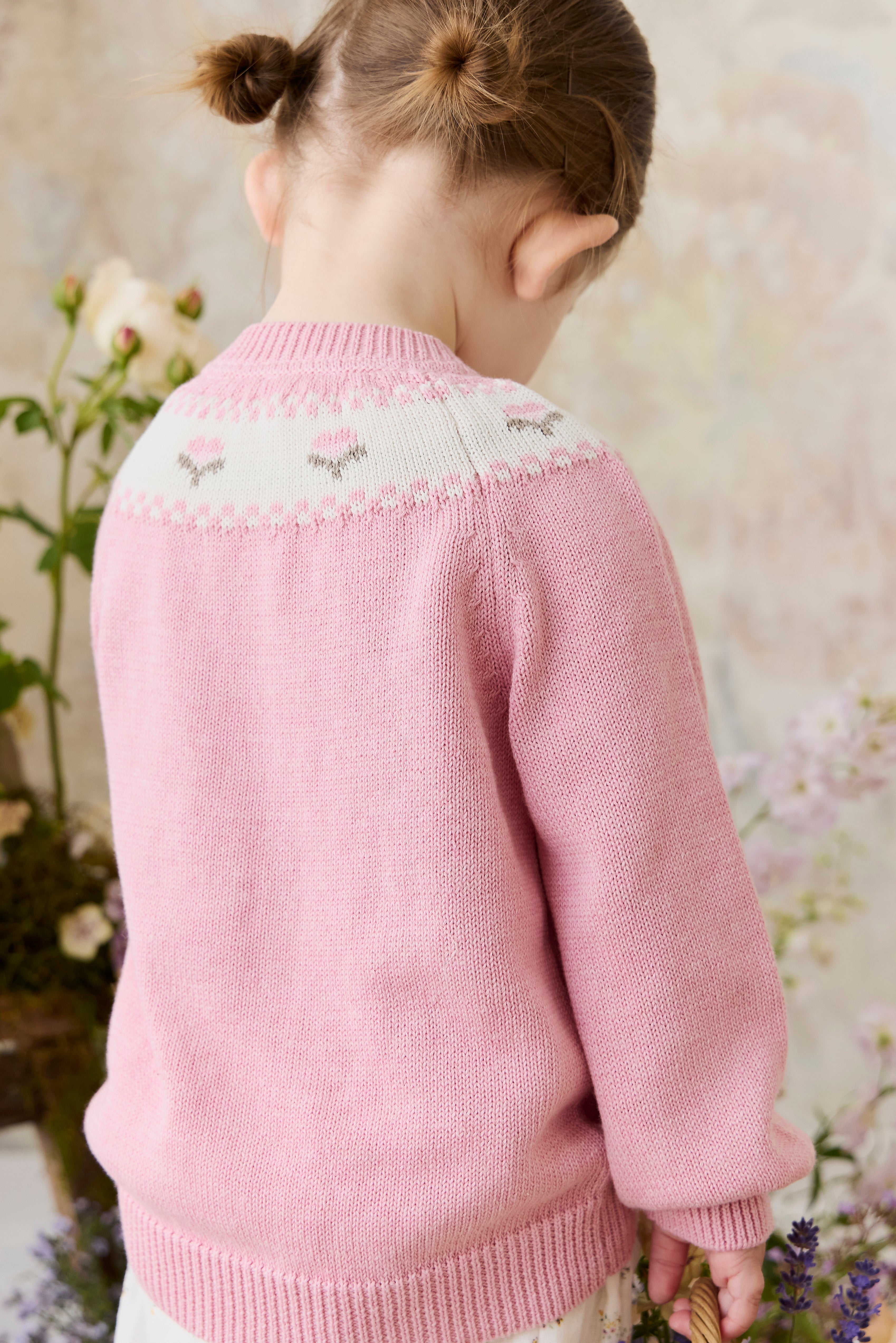 Annette Cardigan - Annette Jacquard - Pink Flutter Marle