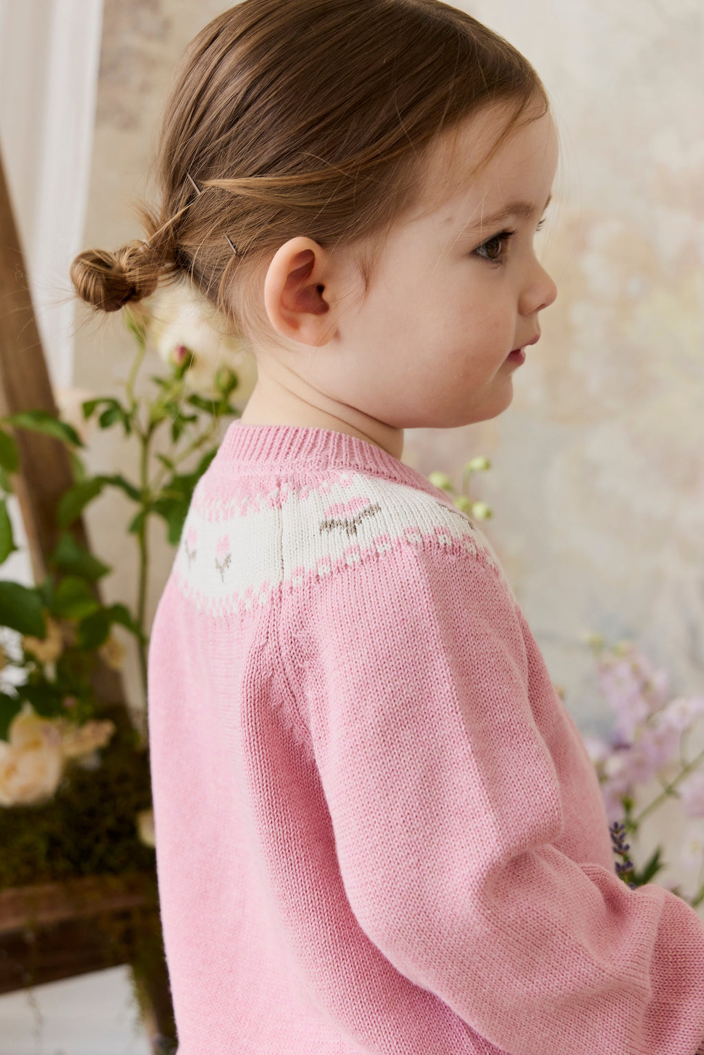 Annette Cardigan - Annette Jacquard - Pink Flutter Marle