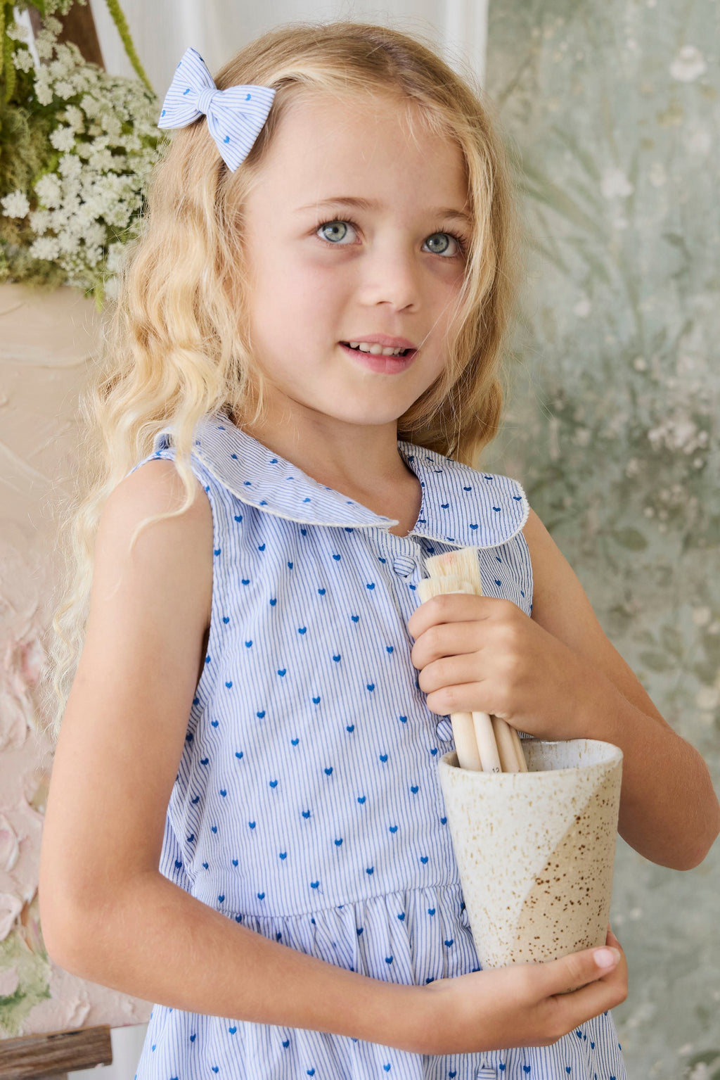 Stripe Organic Dress with collar