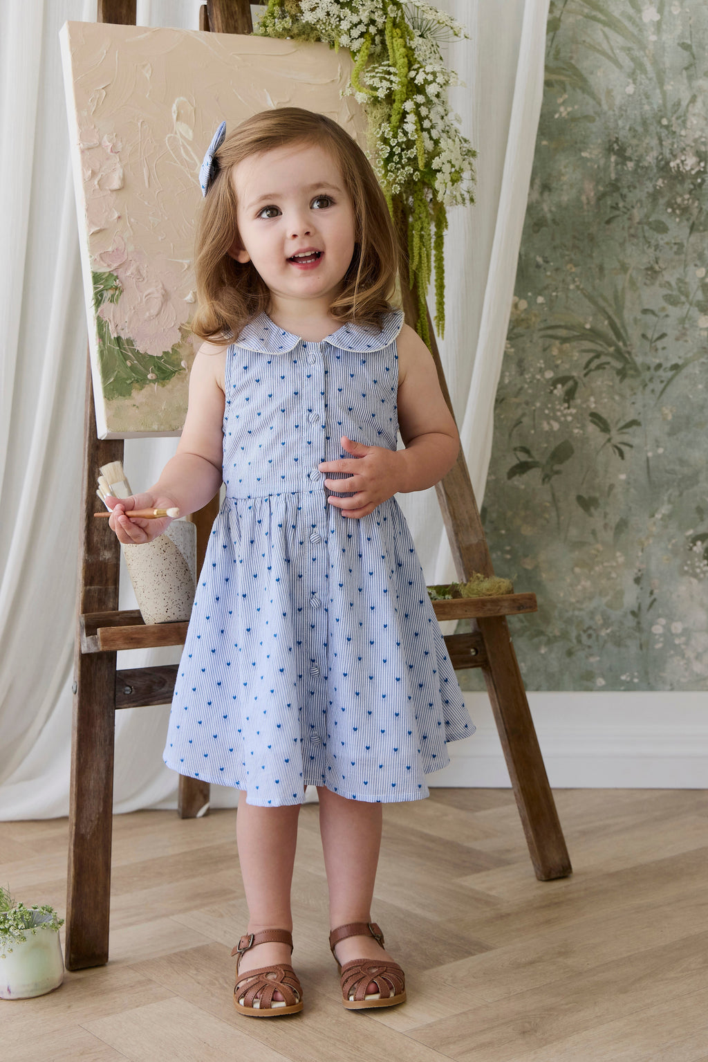 Stripe Organic Dress with collar