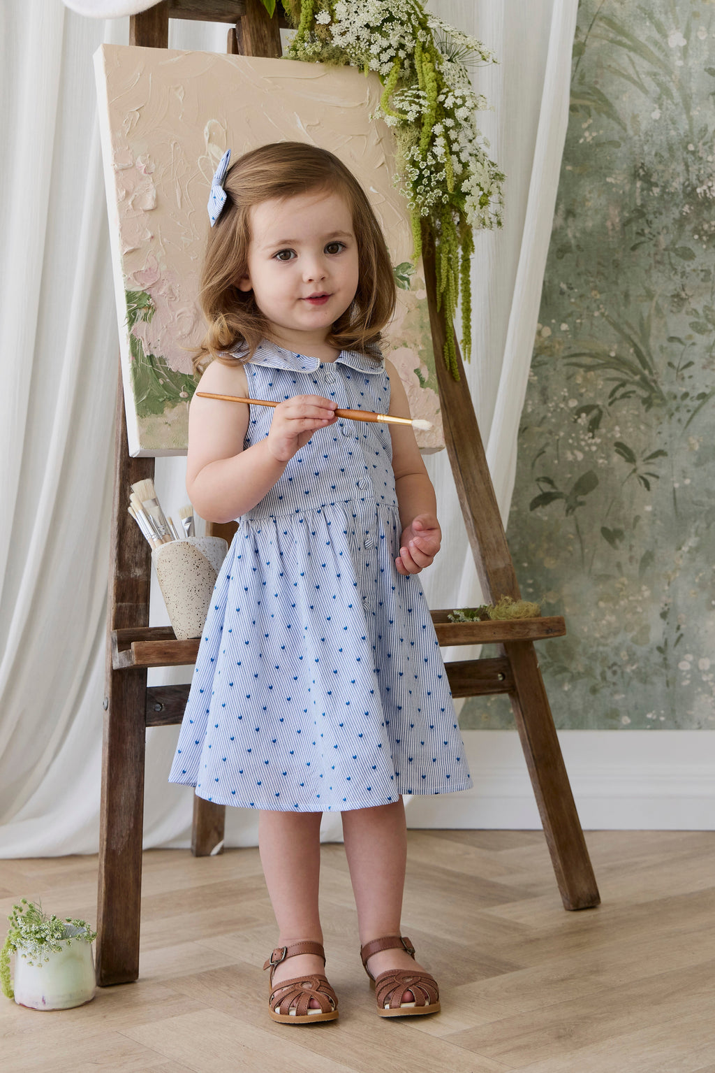 Stripe Organic Dress with collar