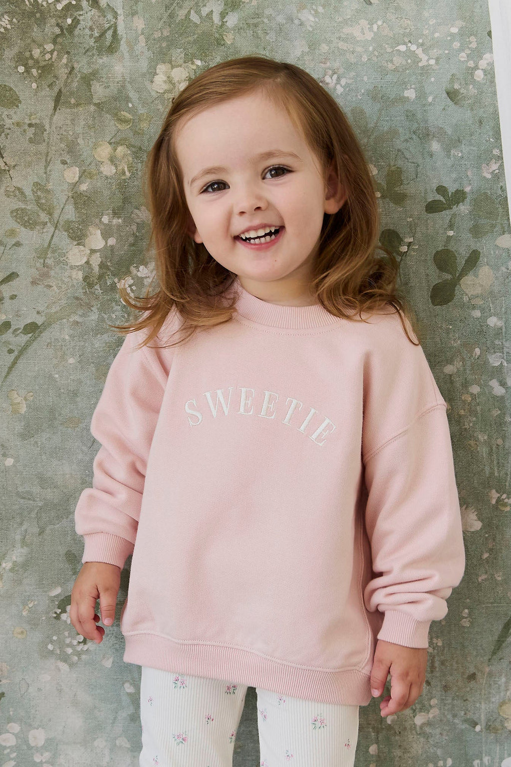 Pink Organic Sweatshirt with embroidered detail