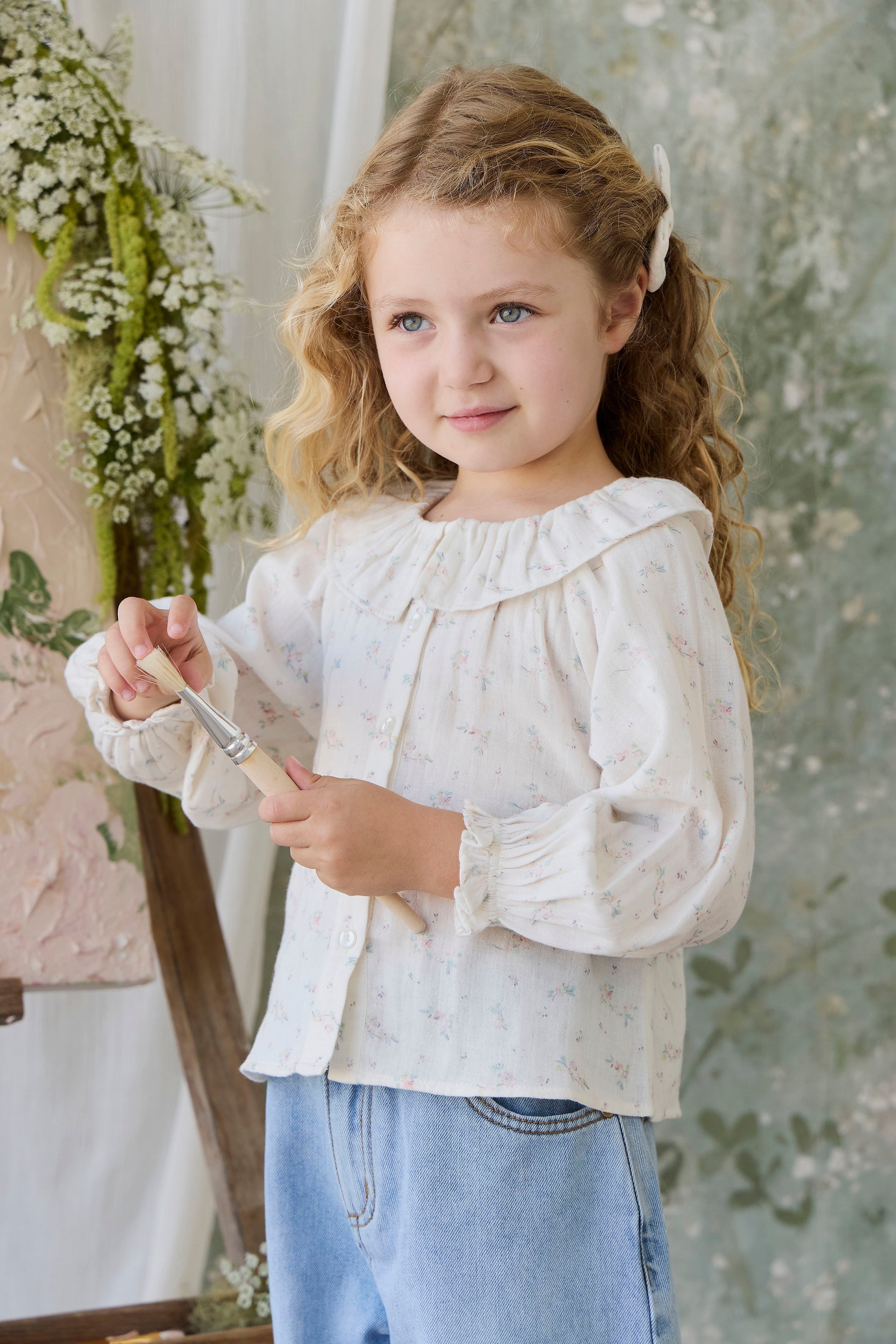 Organic Cotton Muslin Christabel Blouse - Solange Snow