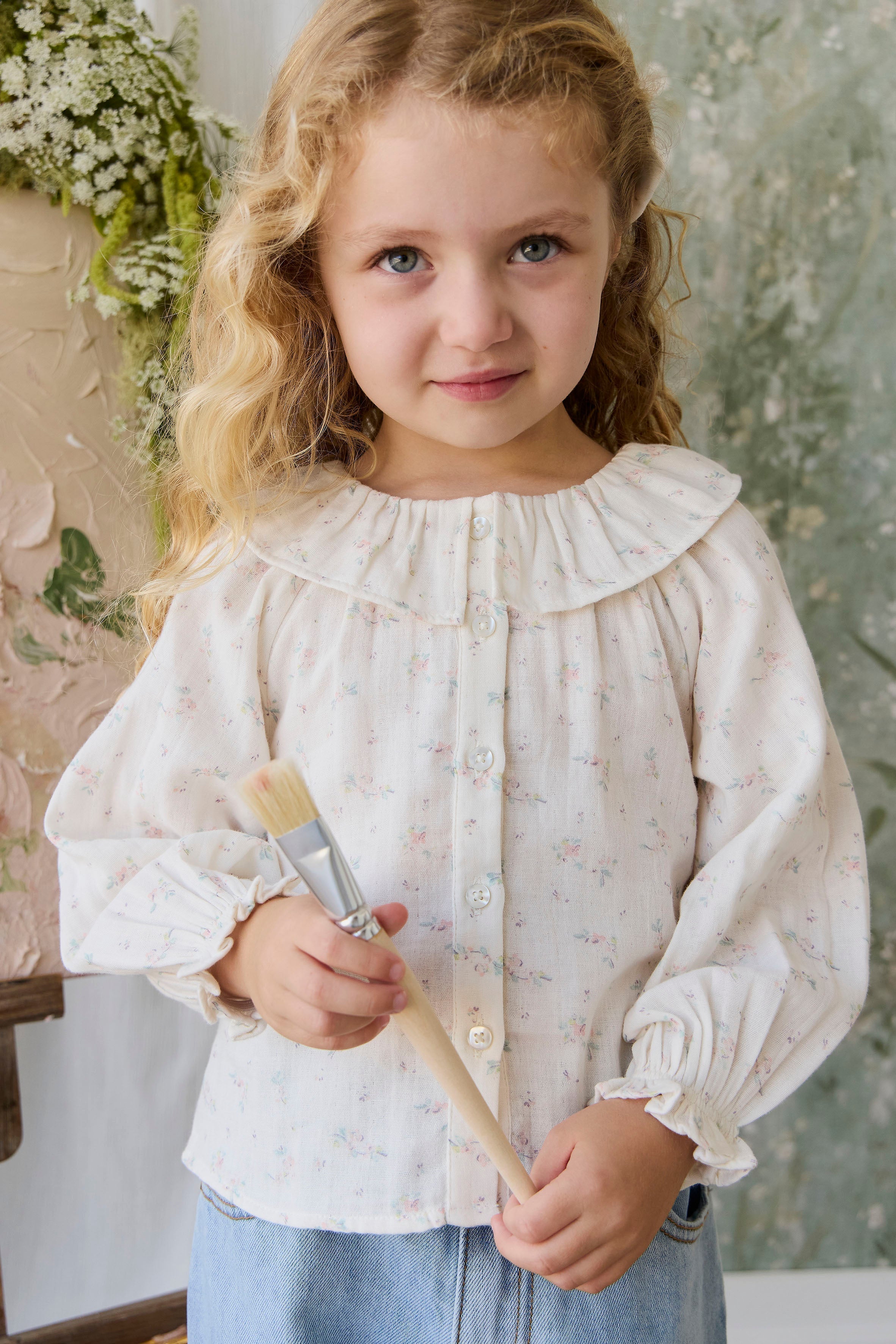 Organic Cotton Muslin Christabel Blouse - Solange Snow