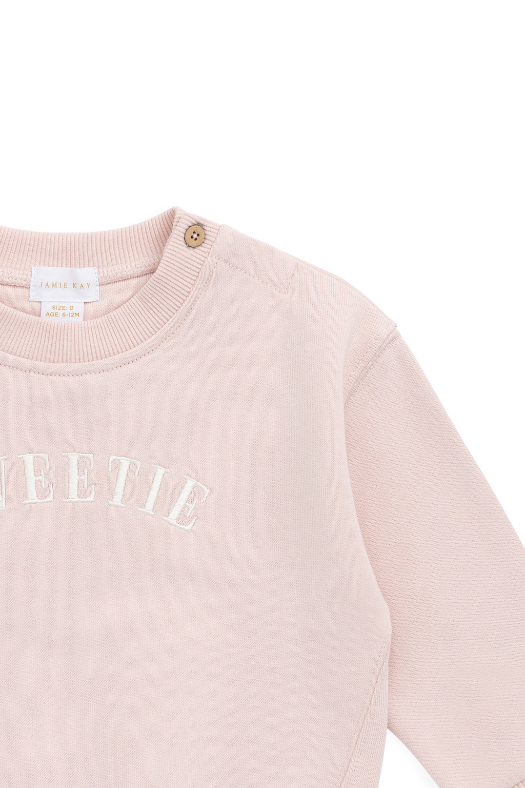 Pink Organic Sweatshirt with embroidered detail