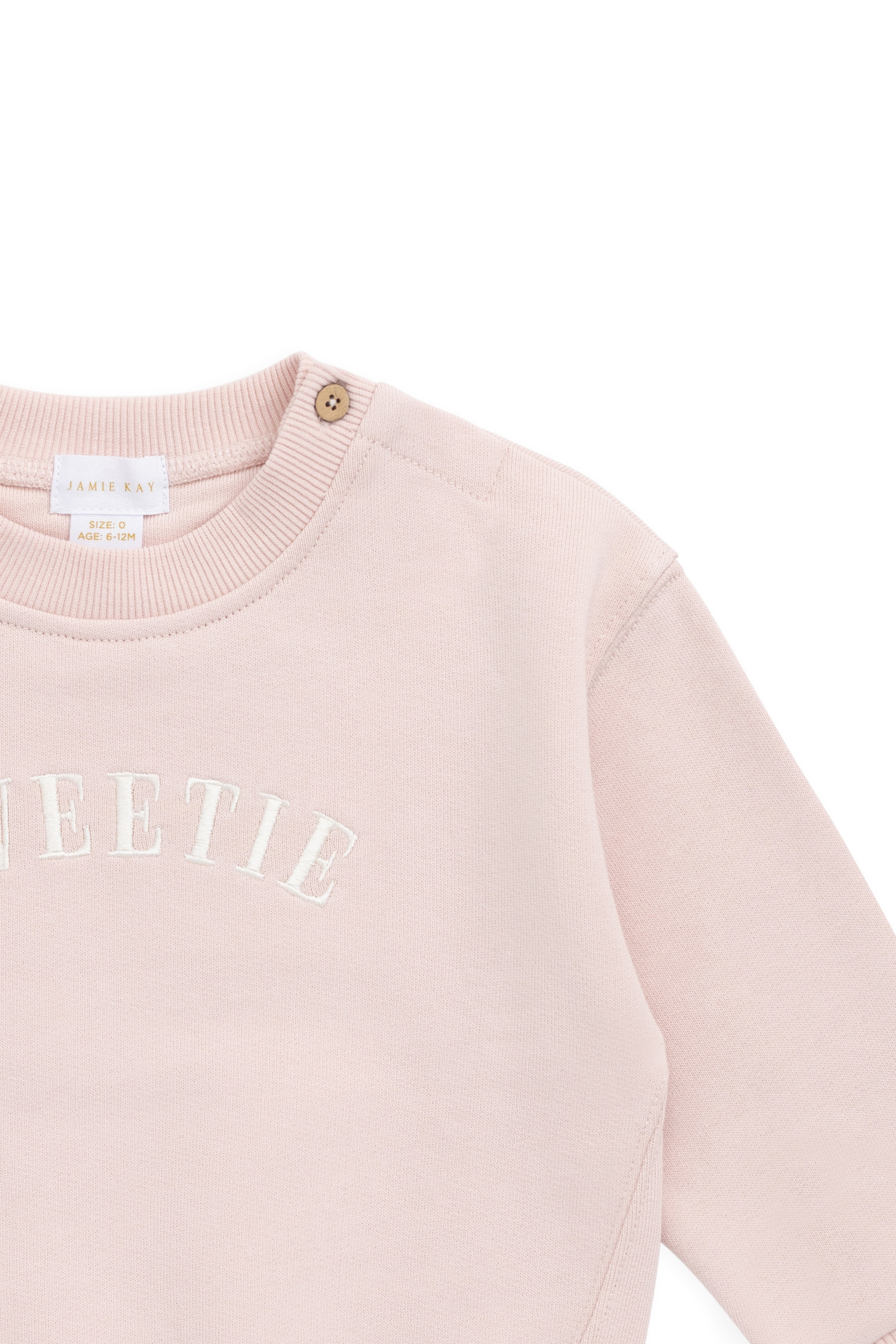 Pink Organic Sweatshirt with embroidered detail