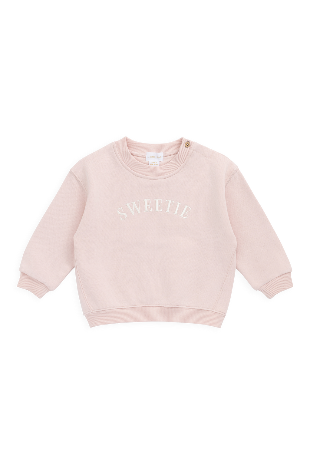Pink Organic Sweatshirt with embroidered detail