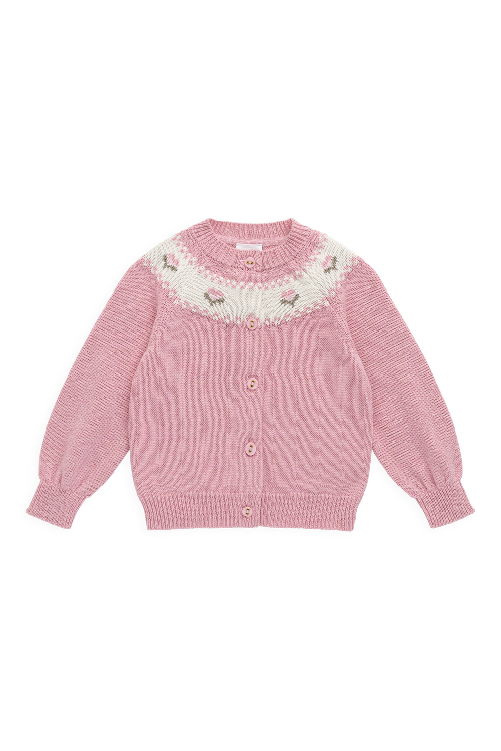 Annette Cardigan - Annette Jacquard - Pink Flutter Marle