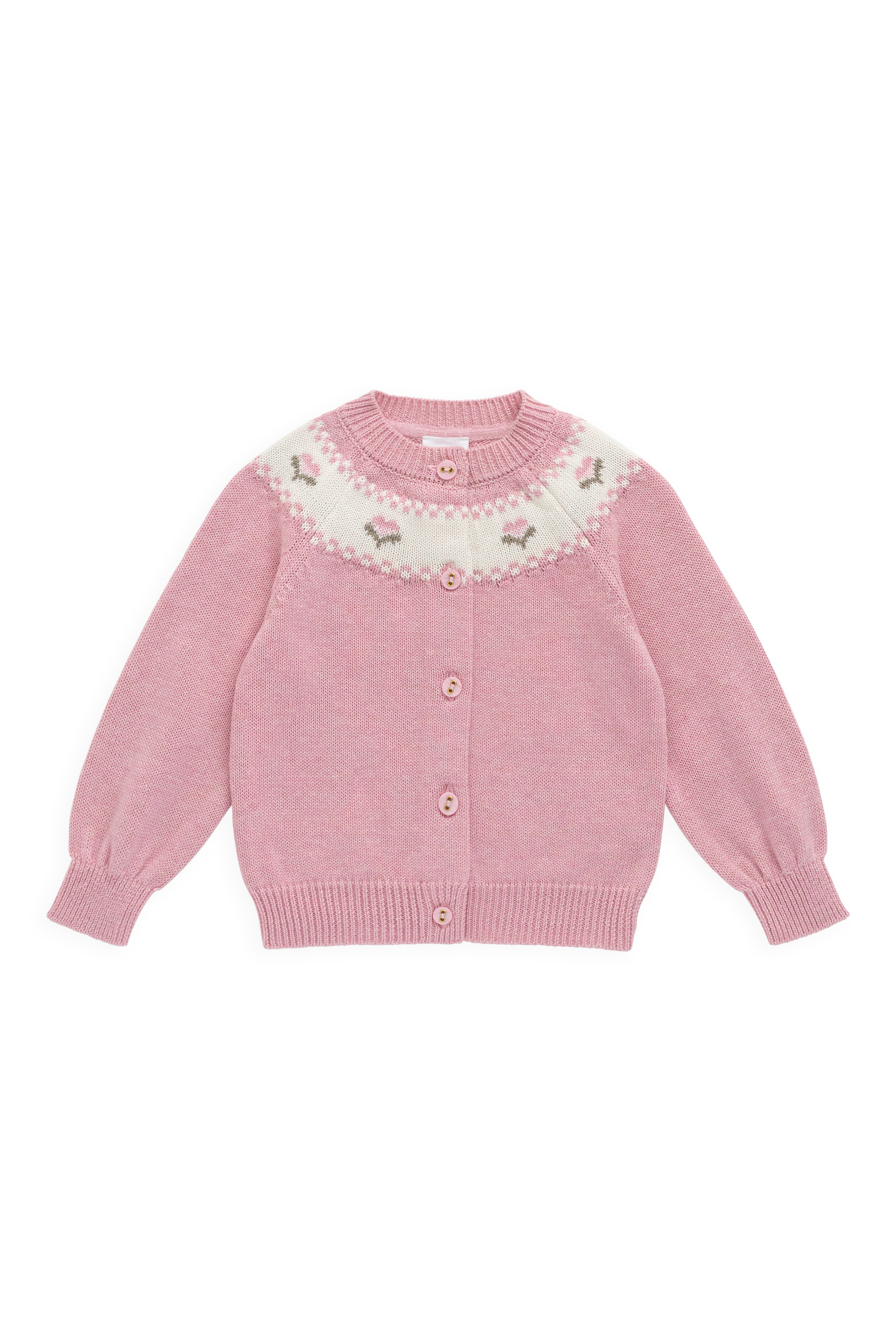 Annette Cardigan - Annette Jacquard - Pink Flutter Marle