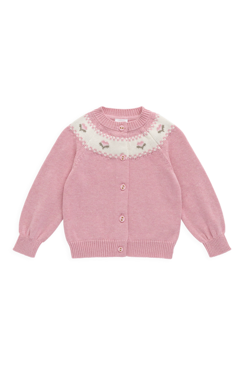 Annette Cardigan - Annette Jacquard - Pink Flutter Marle
